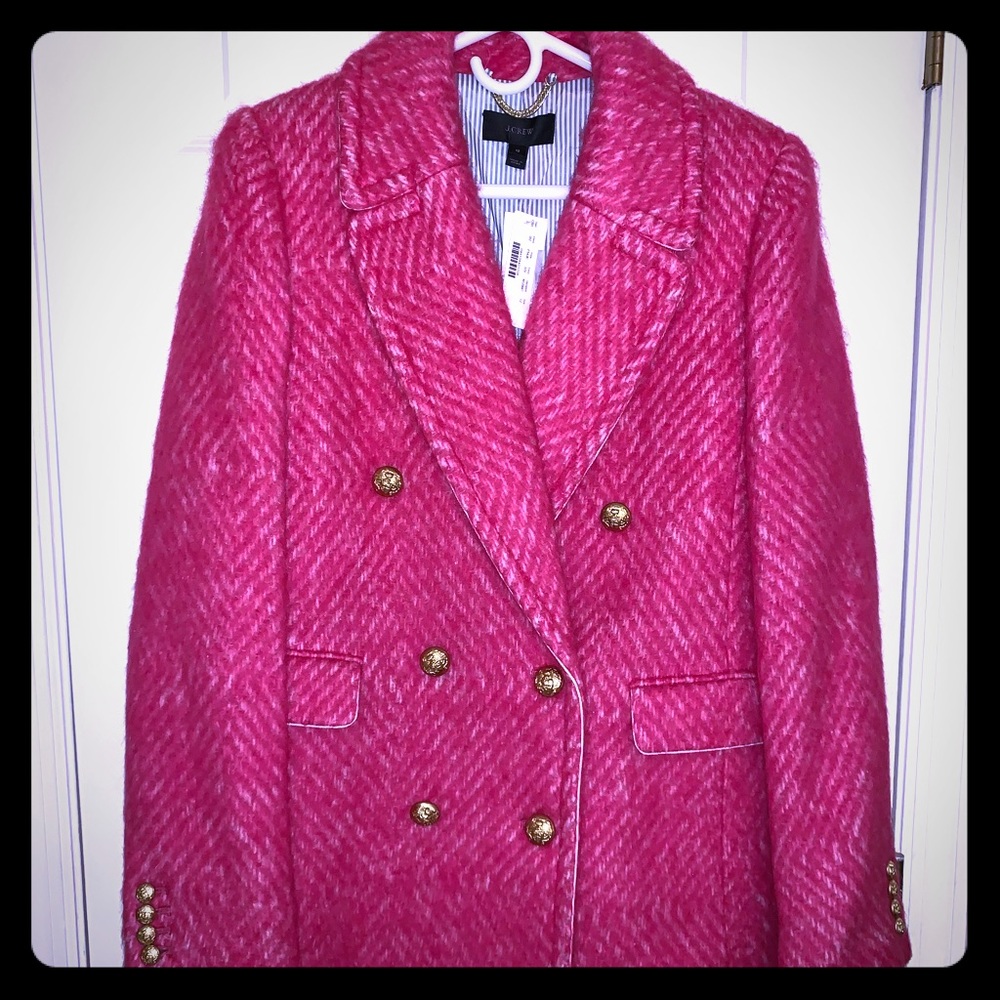 NWT J CREW DOUBLE-BREASTED HEATHERED WOOL COAT.